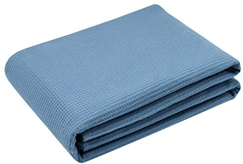 ZOLLNER Waffelpique Decke, 150x200 cm, Baumwolle, atmungsaktiv, blau