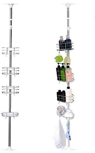 Iris Ohyama, Teleskopisches Eckregal, Dusche, 4 Körbe, 190-250 cm, ohne Bohren, Badezimmer - Telescopic Rack BLT-19 - Weiß