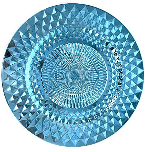 allgala Charger Plates, 13-Inch 6-Pack Heavy Duty Plastic Diamond Pattern Sparkling Wedding Charger Plates-Light Blue-HD80410