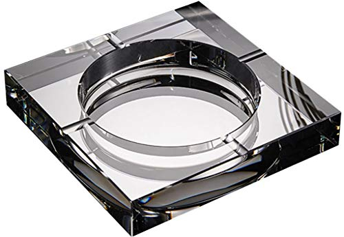Ashtray Crystal Glass For Cigarette Home Square Modern Cigar Ash Tray Holder Indoor Office Tabletop Decorative (Color : Black gold, Size : 15×3cm)
