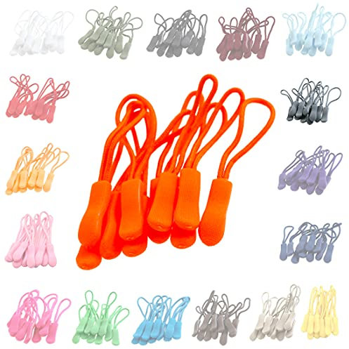 10 Zipper-Schlaufen 70 Farben Reißverschluss-Anhänger Reißverschluss-Verlängerung Pull Anhänger, Farbe:neonorange
