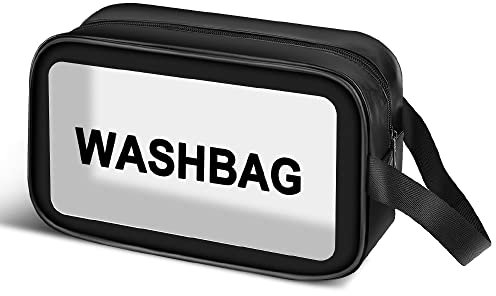 Clear Toiletries Bag, Clear Makeup Bags Waterproof Travel Toiletries Bag PVC Travel Wash Bag Portable for Women Men(M)