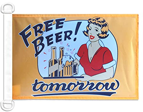 AZ FLAG Free Beer Tomorrow Boat Flag 45x30 cm Mesh Polyester Plastic Rings | Outdoor and marine use Open Bar 12x18 in boat flag weather resistant with double stitched seams and reinforced edges