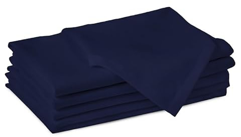 Encasa XO Cotton Cloth Napkins | Set of 6 | Size 43x43 cm | Scotch Blue Solid Color | Machine Washable