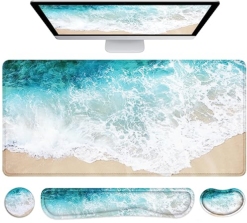 Lateefah Großes Mauspad und Tastatur Handgelenkauflage, Schreibtischunterlage für Tastatur und Maus, Ultra Dicke Schreibtischunterlage für Büro, Zuhause