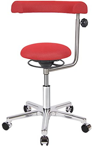 BALIMO Office - Bewegungsstuhl - Sitztrainer - ergonomischer Sitzhocker - Hocker mit Schwingeffekt - Rücken Trainer - Bürostuhl - Gestell Chrom (Rot)