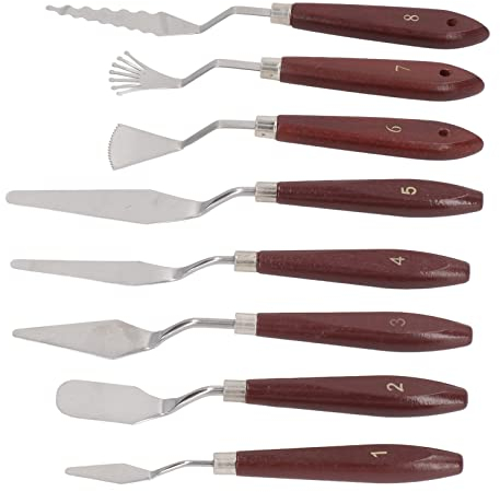 8 Pezzi Set di Miscelazione del Colore Spatola Spatola Pittura a Olio Raschietto per Olio su Tela Pittura Acrilica Spatole Pittura