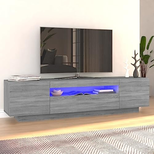 Bussandri Exclusive - TV-Schrank mit LED-Leuchten Grau Sonoma 160x35x40 cm