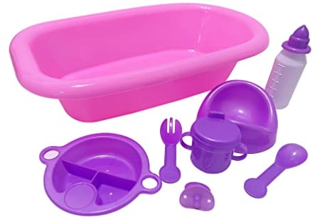 Ram® 8 Pieces Kids Pretend Play Baby Doll Bath And Bottle Playset Baby Pretend Play Kids Toy