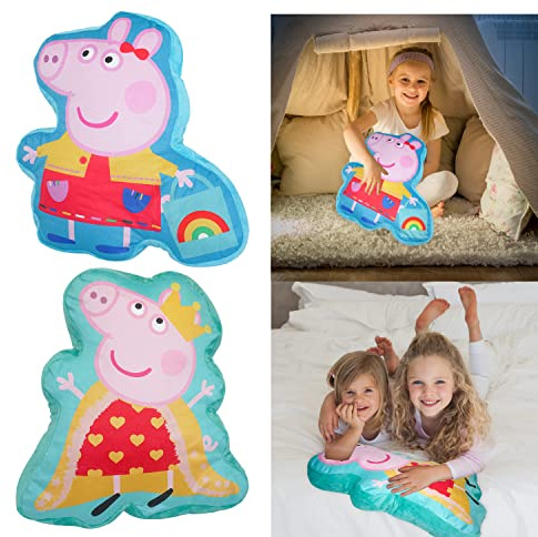 HOVUK 2 große Kissen für Kinder, 35 cm, 3D-Pepa-Schweine-Form, Velours-Füllung, weiches Kissen für Kinderzimmer, Pepa-Schwein, Kindergeschenke für Mädchen ab 3 Jahren