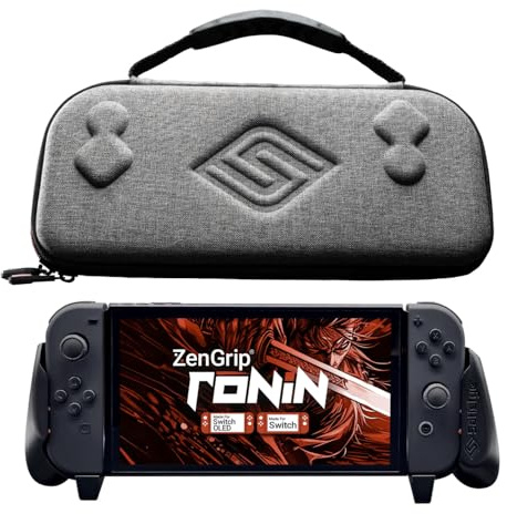 Satisfye - ZenGrip Ronin Slim Bundle, Accessories Compatible with Nintendo Switch & OLED - The Bundle includes: Black Ronin ZenGrip and Grey ZenCase Slim (BLACK)