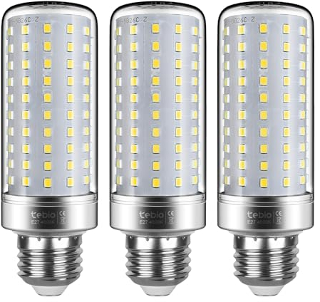 tebio LED Silber Mais Glühbirnen E27 25W 200W Entspricht Glühbirnen Nicht dimmbar 4000K Neutralweiß 2500LM Mittel Edison-Schraube Kerze Leuchtmittel, 3er-Pack