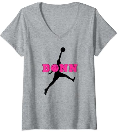 Bonn Basketball Fan Support Rheinland Stadion pink T-Shirt mit V-Ausschnitt