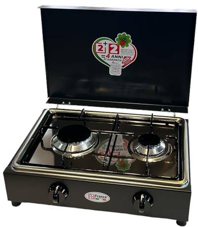 Fornello 2 fuochi a gas Metano verniciato grigio grafite per uso esterno con piano in acciaio inox estraibile Made in Italy - 200/GSP/GP/MT
