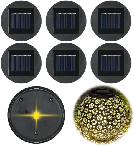 6 Stück Solarleuchten Ersatzteile, Solarleuchten für Außen Ersatzteile, Ersatzdeckel für Solarleuchte Außenlaternen, LED Solarmodule ersatz für Garten Laterne Terrasse Beleuchtung 