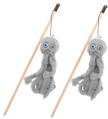 Milisten Lightweight Portable Cat Toys Interactive Cat Stick Octopus Fun Teasing Stick for Indoor