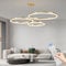 Mikeru Led Pendelleuchte, Gold Wohnzimmerlampe ø40+60+80cm Verstellbare Runde Pendellampe, 85w 3-Ring Kreisförmige Led Hängelampe Mit Memory-Funktion 10%-100% Dimmbarer Kronleuchter Kücheninsel