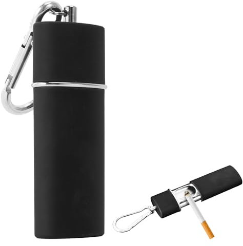 Taschenaschenbecher für Unterwegs Reiseaschenbecher Mini Tragbarer Aschenbecher für Unterwegs Geruchsdicht Mit Deckel Aschenbecher to Go Schwarz Matt