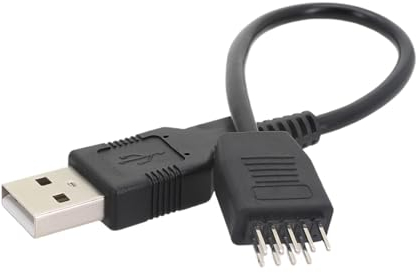 JSGHGDF Cable alargador USB 2.0 a conectores de 9 pines macho a externo USB A macho PC placa base cable de datos interno 9 pines USB A macho adaptador