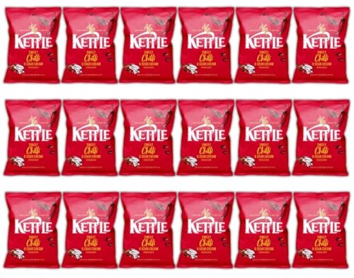 18x40g Kettle Crisps Lightly Salted, Balsamic Vinegar Crisps, Sweet Chilli Crisps, Cheddar Crisps (18x40g Sweet Chilli & Sour Cream)
