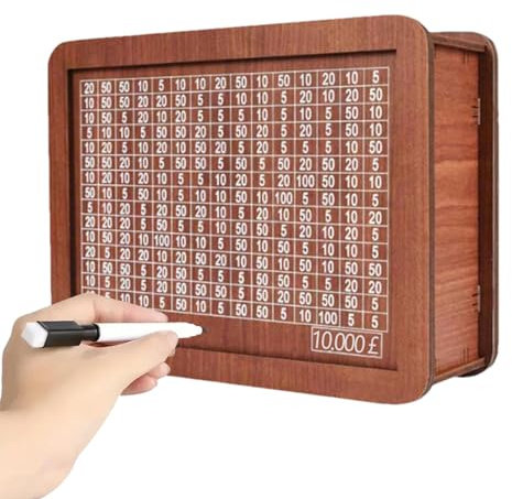 Fenytay Wooden Saving Money Box, 10000 Savings Challenge Box For Adults, 5k 10k Cash Box, Retro Reusable Wooden Money Box, Money Jar With Counter, Coin Cash Box, Coin Saver Bank For Adults & Children