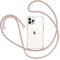 XTCASE Coque pour iPhone 16 Pro avec Cordon, Etui avec Collier - Tour de Cou Lanière en Corde - Transparente Silicone Housse avec Cordage Lanyard Case, Or Rose