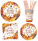 Assugo Thanksgiving party geschirrset, herbstdeko, 50 pcs tischdeko herbst , deko kürbis Ahorn Geschirr Enthält pappteller, Tassen, servietten herbst und Strohhalme für Thanksgiving-Partys