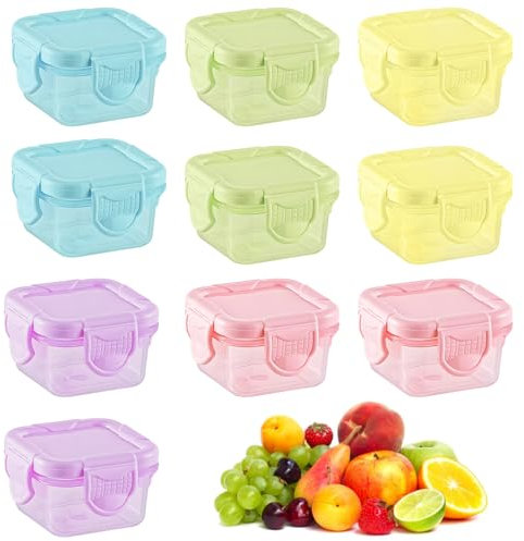 Pots de conservation de 10 paquets, récipients alimentaires hermétiques 60 ml avec couvercles, petite boite plastique, mini récipients congélation en plastique, récipients de ketchup pour vinaigrette