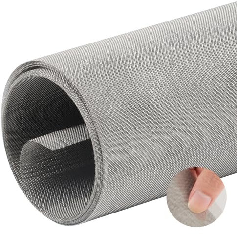 Stainless Steel Woven Wire Mesh Roll, 60 Meshs Filter Screen Sheets, Metal Fine Wire Mesh Sheets Panels for Insect Mouse Rodent Proof Window Air Vent Air Brick Garden, 30x200cm
