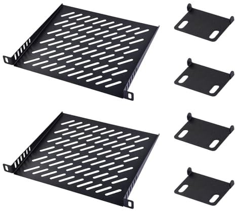 GeeekPi 10 inch 0.5U Server Rack Shelf Vented Rack Mount Cantilever Tray for 10 Inch Network Equipment Rack & Cabinet and DeskPi Rackmate T1/T0 (0.5U-2PCS)