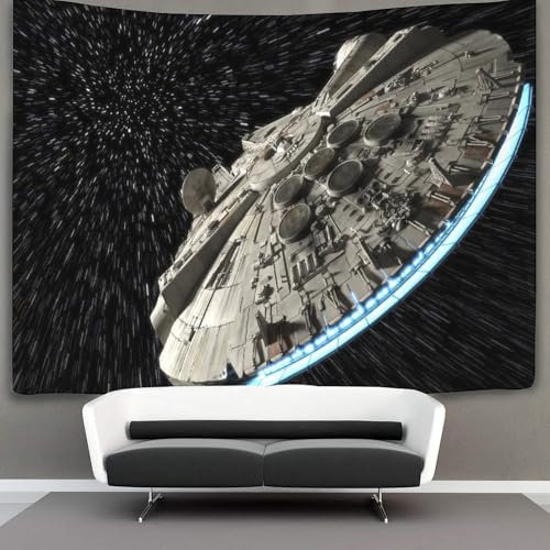 EVMILA 3D Star Wars Wandteppich Heimdekoration Bettwäsche Poster Wandkunst Millennium Falcon Tapisserie Wandbehang Polyester Für Kinderzimmer Wohnzimmer Schlafsaal Vorhang 130cmx150cm