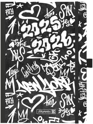 BRUNNEN Schülerkalender (2025/2026) Graffiti, 2 Seiten = 1 Woche, A5, 208 Seiten, Papier-Einband