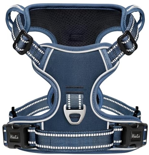 HEELE Dog Harness for Large Dogs No Pull Dog Vest Harness for Large Dog with Soft Padded Handle Reflective for Outdoor Training, Royal Blue, L