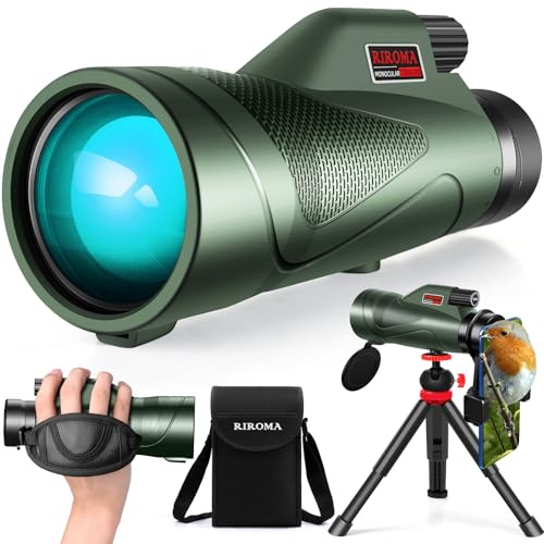 Monoculaire HD 12 x 60 avec prisme BAK4 et objectif FMC – Comprend un adaptateur pour smartphone et un sac portable.