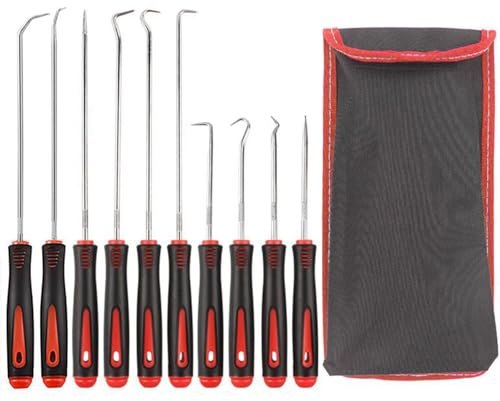 Hook and Pick Set for Automotive, 10 Pcs Lock Picking Tool Set Oil Seal Precision Puller with Long Handle for Auto O-Ring, Seal and Gasket Removal