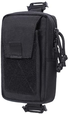 Reiseausrüstungstasche – kompakte Aufbewahrungstasche | Schulterriemen, Wandern, Smartphone-Gurte, Mehrzweck-Verschlusstasche, Nylon-Tasche S, Schwarz , Se référer au descriptif, Siehe Beschreibung