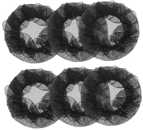 STOBAZA 6 Stück Elastische Haarknotennetze mit Spitze Atmungsaktive Haarnetze für Damen und Mädchen Dekoratives Ballett Duttnetz für Tanz Eiskunstlauf und Gymnastik