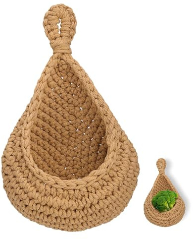 Toyvian Wall Mount Fruit and Vegetable Hanging Basket Mini Wide Cotton Rope Plant Hanger for Kitchen Storage Wall Vegetable Basket for Organizing Fruits Cans and Flowerpots with