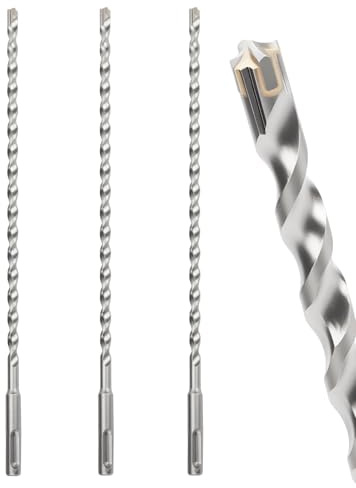 MOXPIFY 3PCS 8mm SDS Masonry Drill Bit 310mm Long for Reinforced Concrete | Brick Walls, 8 mm Hammer SDS Plus Drill Bit (8mm x 310mm x 3)