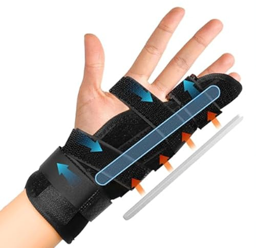 XFSRG Fingerschiene für Mittelfinger Ringfinger und kleinen Finger Trigger Finger Splint Handgelenk Unterstützung Brace Einstellbare Abnehmbare Riemen für linke und Rechte Hand (L)