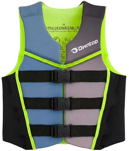 Owntop Junior Buoyancy Aid, Neoprene Kids Swim Vest with Triple Adjustable Safety Straps, Lightweight Buoyancy Vest Jacket for Kayaking, Swimming, Boating, Paddle （Yellow，M）