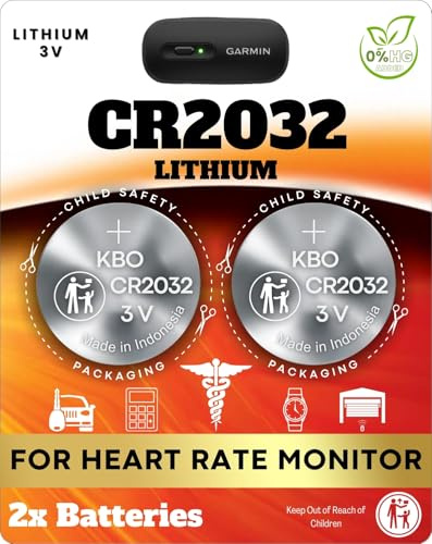 Heart Rate Monitor Chest Strap Batteries (2-Pack) CR2032 – Garmin HRM 200, HRM-Dual, Powr Labs, COOSPO, Magene, MOOFIT, KYTO – Heart-Rate Chest Strap Battery Replacement Kit