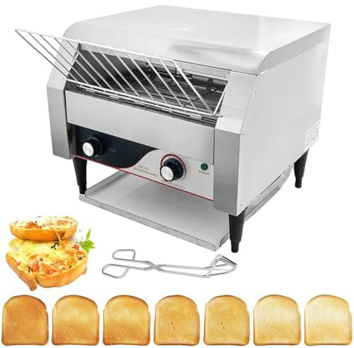 DIUNAOZI Tostadora Comercial, 150/300/450 Rebanadas/Hora, Tostadora Industrial De Cinta Transportadora De Alta Resistencia, Horno EléCtrico De Acero Inoxidable,para Croissants, Tostadas Y Pan. 150