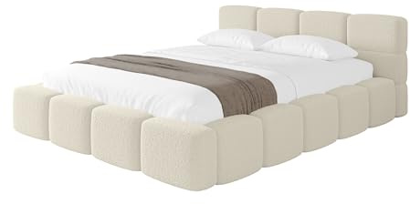 ALTDECOR Polsterbett mit Bettkasten und Lattenrost, Bett mit Kopfteil, Boxbett ohne Matratze, Doppelbett mit Stauraum - NATA-v1 200x200 Beige