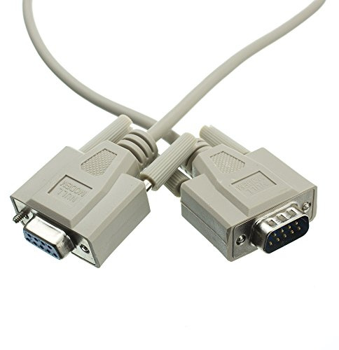 Null Modem Cable, DB9 Male to DB9 Female Serial Cable, UL Rated, 8 Conductor, Beige, 15 Feet,…