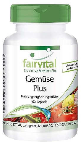 Fairvital | Gemüse Plus - 60 Kapseln - HOCHDOSIERT - enthält hochwertige Gemüsepulver und Vitamine
