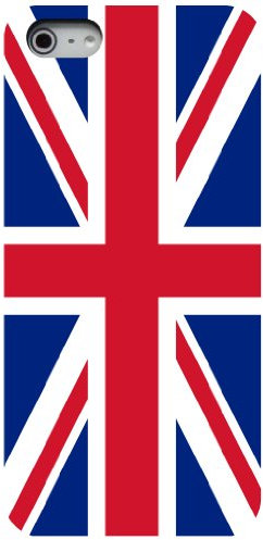 CUSTOM Black Hard Plastic Snap-On Case for Apple iPhone 5 / 5S - Red White Blue British Flag UK