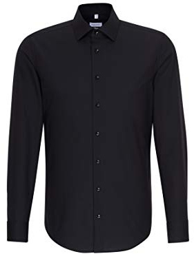 Seidensticker Herren Mens Slim Longsleeve Cotton Business Shirt, Schwarz(675198), 45 EU