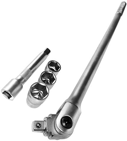 S&R Mango Articulado Llaves de Carraca Tuerca Torsión/SET 1/2 600 mm. Tuercas 17, 19, 21 . Llave Extra Resistente. CALIDAD INDUSTRIAL.