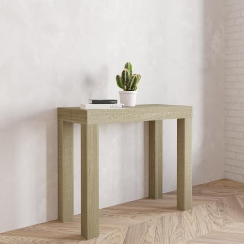 VE.CA.s.r.l. | Table Console Extensible Nettuno | en Bois Stratifié | Extensible de 40 cm à 300 cm | Meuble Cuisine Maison Design | Couleur : Chêne Rock